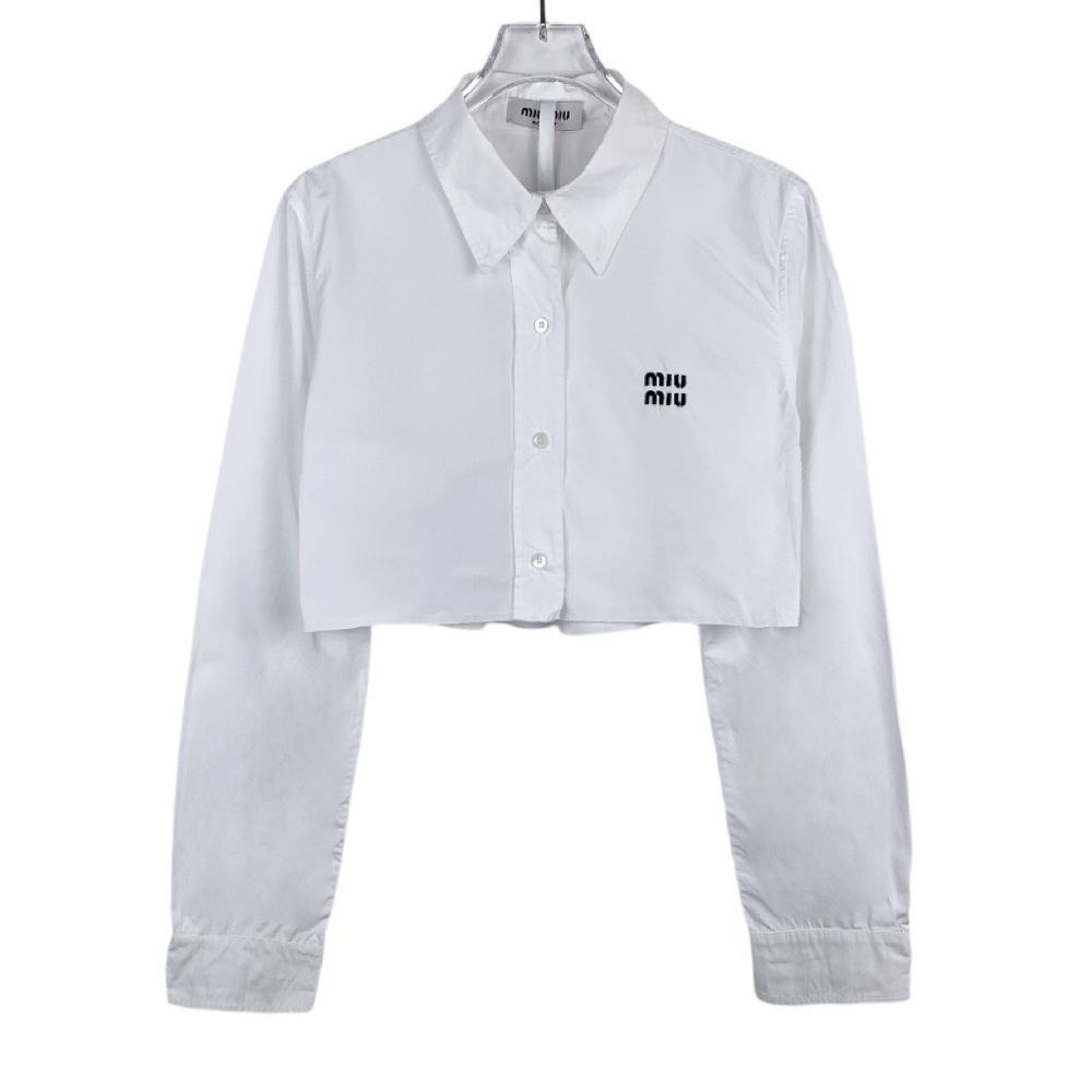 MiuMiu💓 Letter embroidered short shirt 40 yards | 95🆕 Good condition